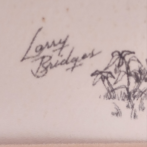 Vintage Larry Bridges Tractor and Barn Etching Matted and Framed - Picture 4 of 9